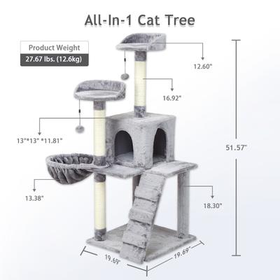 Show full view: KZLAA 54-in Cat Tree & Condo, Light Grey slide 4 of 10