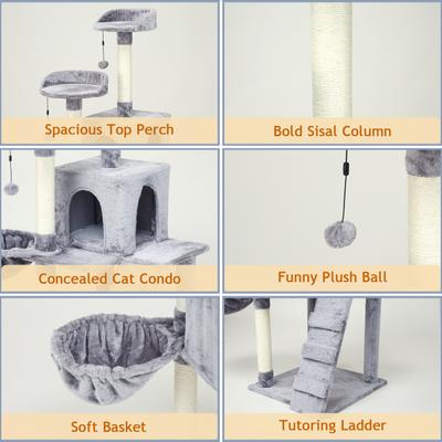 Show full view: KZLAA 54-in Cat Tree & Condo, Light Grey slide 6 of 10