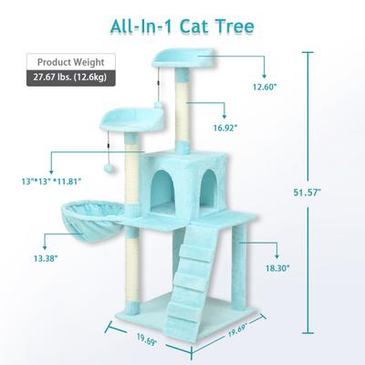 Show full view: KZLAA 54-in Cat Tree & Condo, Azure slide 3 of 9