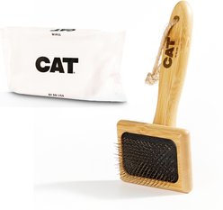 CAT By Dr Lisa Cat Grooming Wipes, 20 count + Bamboo Slicker Cat Brush