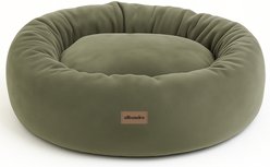 Allisandro Luxury Donut Ultra Soft Velvet Supportive Bolster Design Orthopedic Elevated Dog & Cat Bed with Removable Cover & Handle, Green, 48 x 48-in