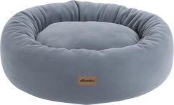Allisandro Luxury Donut Ultra Soft Velvet Supportive Bolster Design Orthopedic Elevated Dog & Cat Bed with Removable Cover & Handle, Blue, 48 x 48-in