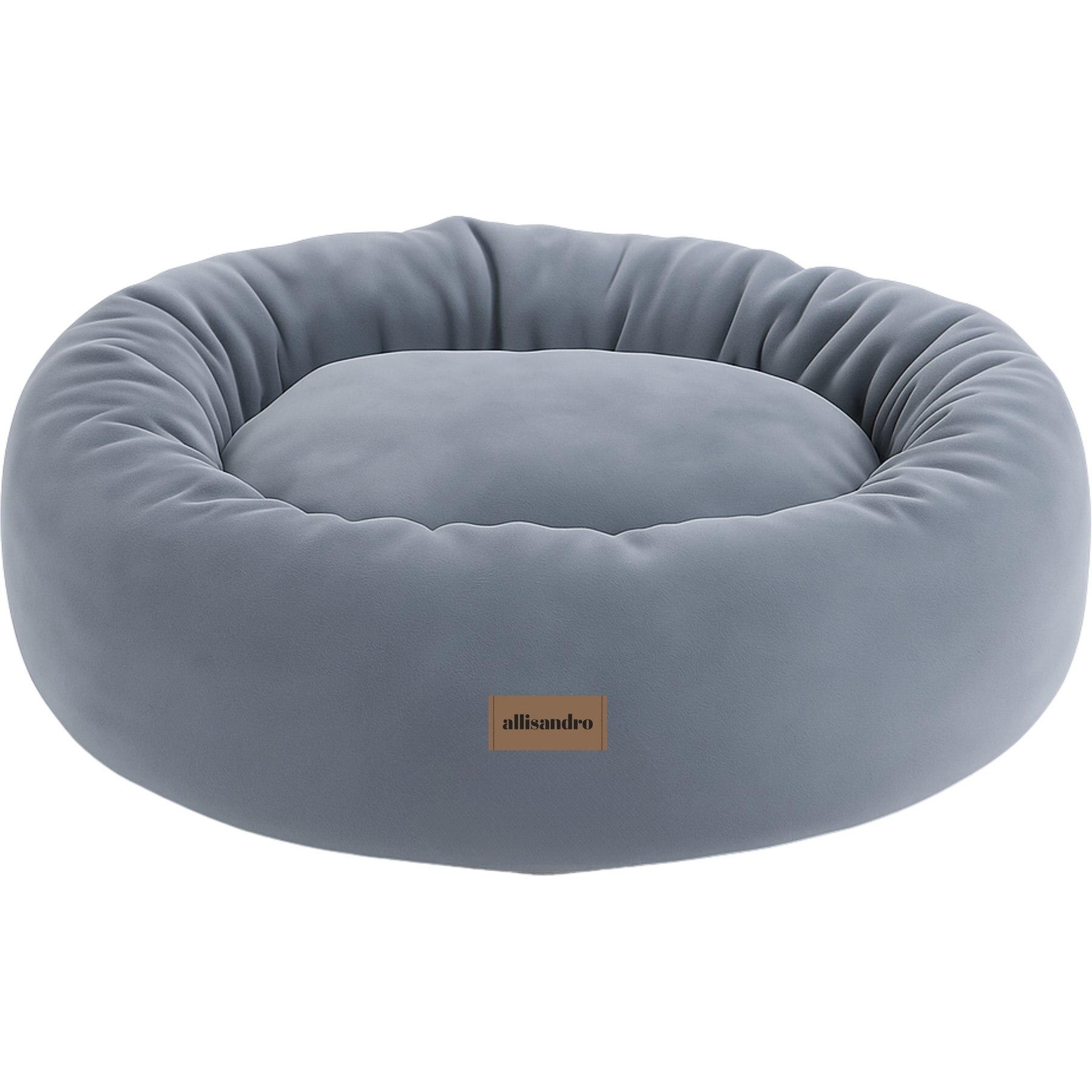 Allisandro Luxury Donut Ultra Soft Velvet Supportive Bolster Design Orthopedic Elevated Dog & Cat Bed with Removable Cover & Handle, Blue, 28 x 28-in