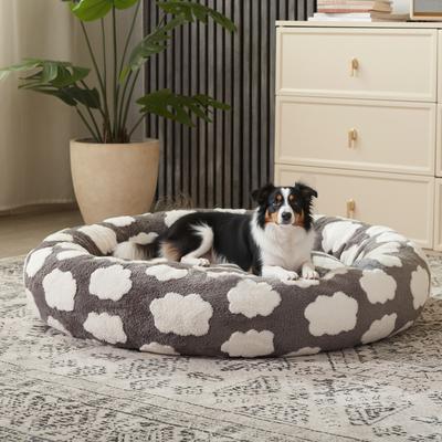 Show full view: JOEJOY Jacquard Cloud Square Anti-Slip Bottom Dog & Cat Bed with Removable Cover, Grey, Medium slide 2 of 8