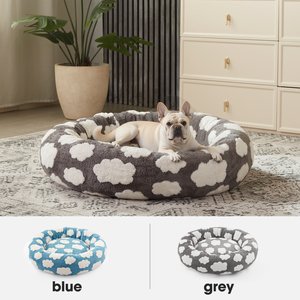 JOEJOY Jacquard Cloud Square Anti-Slip Bottom Dog & Cat Bed with Removable Cover, Grey, Small