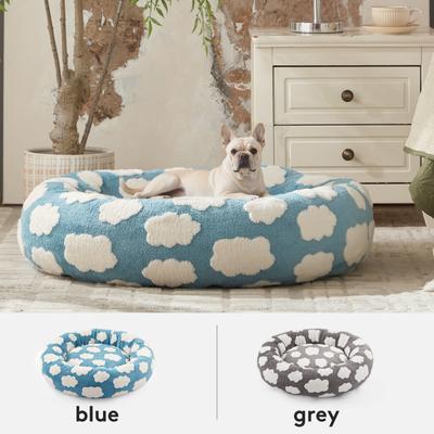 Show full view: JOEJOY Jacquard Cloud Square Anti-Slip Bottom Dog & Cat Bed with Removable Cover, Blue, Small slide 5 of 8
