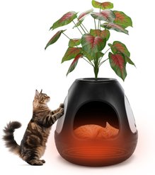 Coziwow Cat House with Air Purifier & Artificial Plant, Black