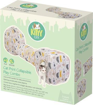 Show full view: Kitty City Cat Print Collapsible Play Combo Cat House, Pink slide 6 of 9