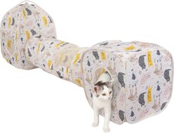 Kitty City Cat Print Collapsible Play Combo Cat House, Pink