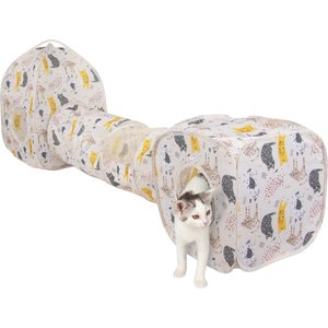 Kitty City Cat Print Collapsible Play Combo Cat House, Pink