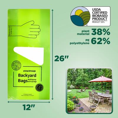 Show full view: The Original Poop Bags USDA Certified BioBased Backyard & Arm Slot Pick Up Poop Bags, Unscented, 16 count slide 3 of 8