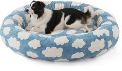 JOEJOY Jacquard Cloud Square Anti-Slip Bottom Dog & Cat Bed with Removable Cover, Blue, Large slide 1 of 7