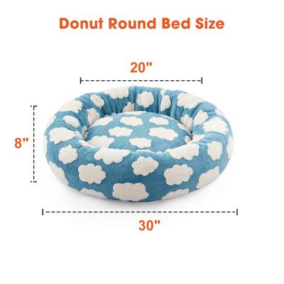 Show full view: JOEJOY Jacquard Cloud Square Anti-Slip Bottom Dog & Cat Bed with Removable Cover, Blue, Large slide 7 of 8
