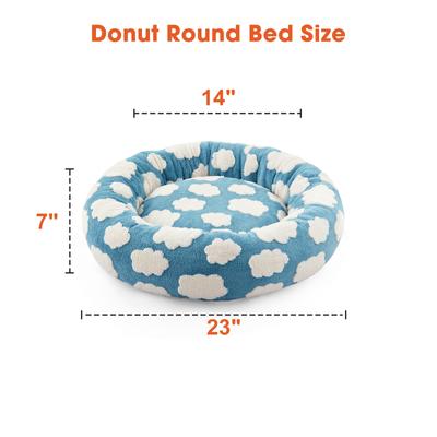 Show full view: JOEJOY Jacquard Cloud Square Anti-Slip Bottom Dog & Cat Bed with Removable Cover, Blue, Medium slide 7 of 8
