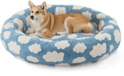 JOEJOY Jacquard Cloud Square Anti-Slip Bottom Dog & Cat Bed with Removable Cover, Blue, Large