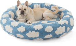 JOEJOY Jacquard Cloud Square Anti-Slip Bottom Dog & Cat Bed with Removable Cover, Blue, Medium