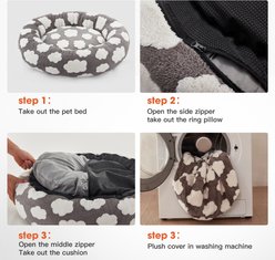 JOEJOY Jacquard Cloud Square Anti-Slip Bottom Dog & Cat Bed with Removable Cover, Grey, Large slide 2 of 7