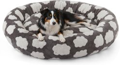 JOEJOY Jacquard Cloud Square Anti-Slip Bottom Dog & Cat Bed with Removable Cover, Grey, Large