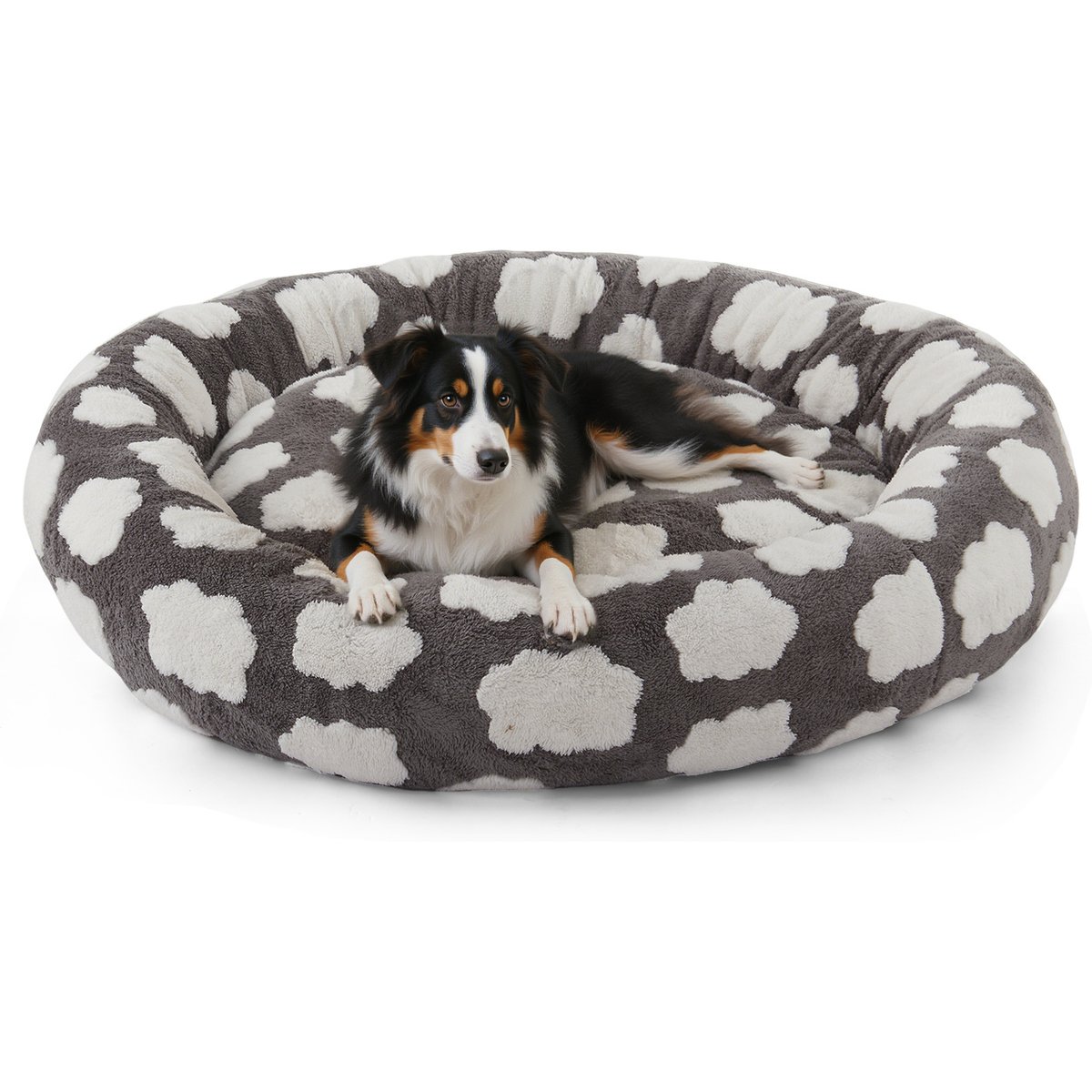 JOEJOY Jacquard Cloud Square Anti-Slip Bottom Dog & Cat Bed with Removable Cover, Grey, Large