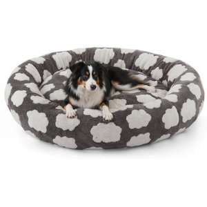 JOEJOY Jacquard Cloud Square Anti-Slip Bottom Dog & Cat Bed with Removable Cover, Grey, X-Large