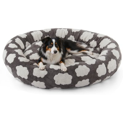JOEJOY JOEJOY Jacquard Cloud Square Anti-Slip Bottom Dog & Cat Bed with Removable Cover, Grey, Large
