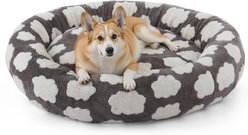 JOEJOY Jacquard Cloud Square Anti-Slip Bottom Dog & Cat Bed with Removable Cover, Grey, Large