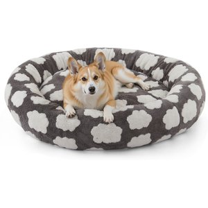 JOEJOY Jacquard Cloud Square Anti-Slip Bottom Dog & Cat Bed with Removable Cover, Grey, Large