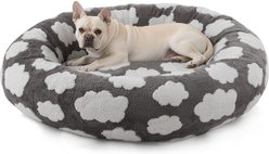 JOEJOY Jacquard Cloud Square Anti-Slip Bottom Dog & Cat Bed with Removable Cover, Grey, Medium