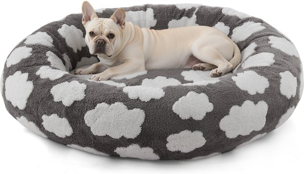 Show full view: JOEJOY Jacquard Cloud Square Anti-Slip Bottom Dog & Cat Bed with Removable Cover, Grey, Medium slide 1 of 7