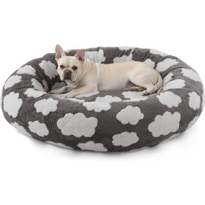 JOEJOY Jacquard Cloud Square Anti-Slip Bottom Dog & Cat Bed with Removable Cover, Grey, Medium
