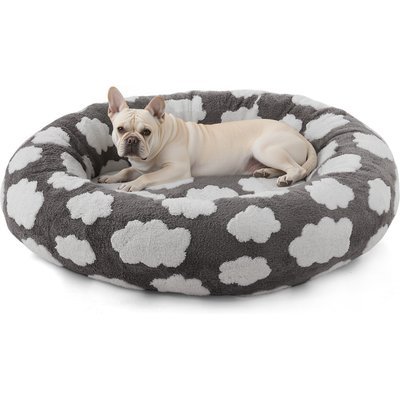 JOEJOY JOEJOY Jacquard Cloud Square Anti-Slip Bottom Dog & Cat Bed with Removable Cover, Grey, Small