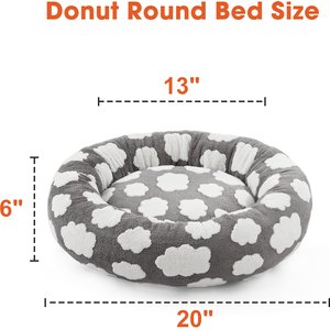 JOEJOY Jacquard Cloud Square Anti-Slip Bottom Dog & Cat Bed with Removable Cover, Grey, Small