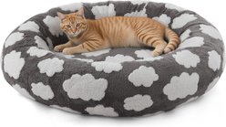 JOEJOY Jacquard Cloud Square Anti-Slip Bottom Dog & Cat Bed with Removable Cover, Grey, Small