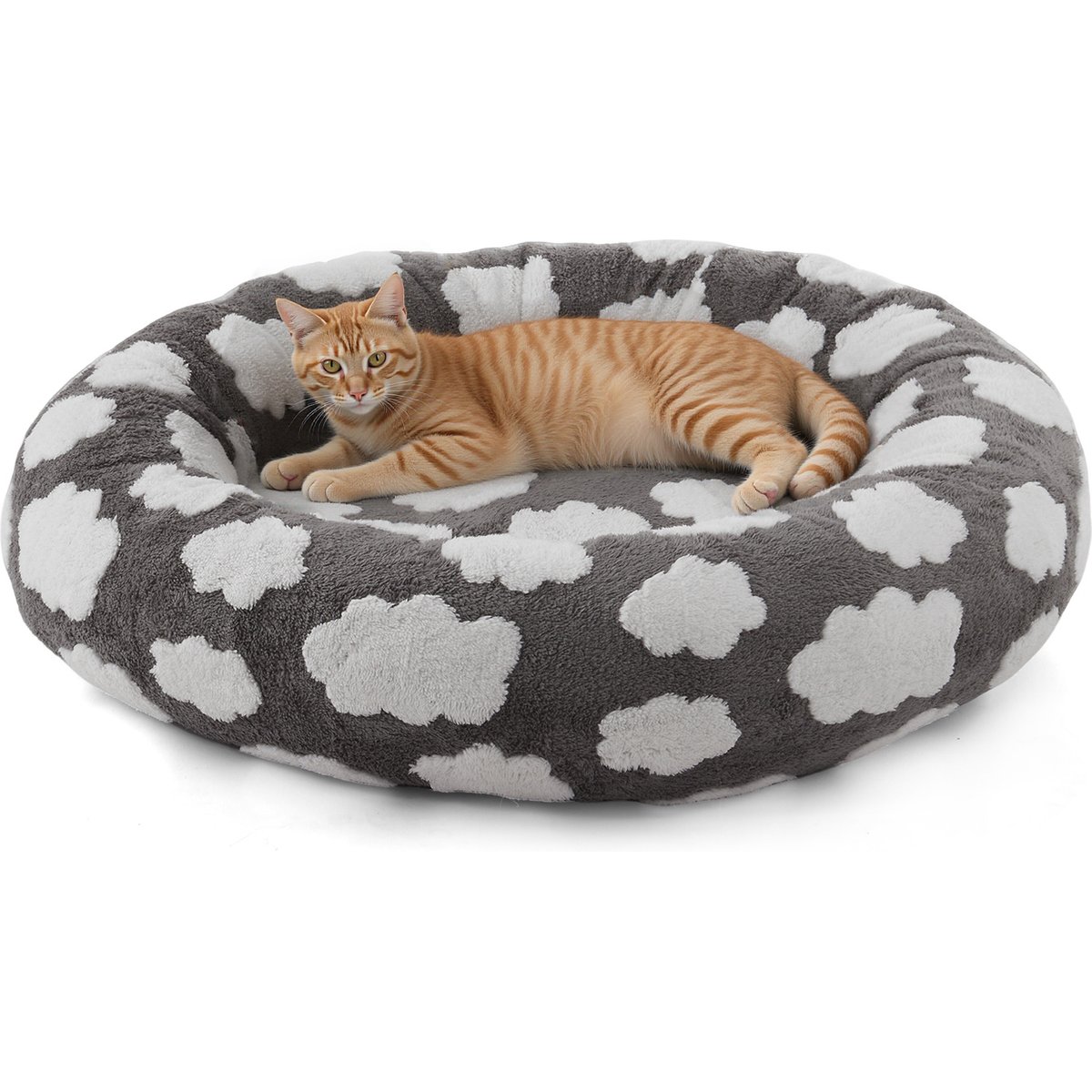 JOEJOY Jacquard Cloud Square Anti-Slip Bottom Dog & Cat Bed with Removable Cover, Grey, X-Small
