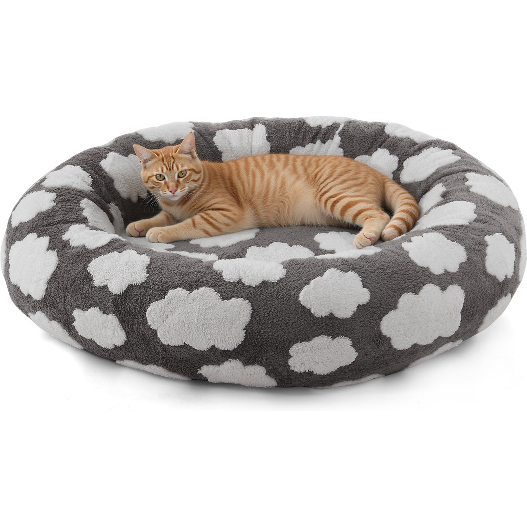 JOEJOY Jacquard Cloud Square Anti-Slip Bottom Dog & Cat Bed with Removable Cover, Grey, X-Small