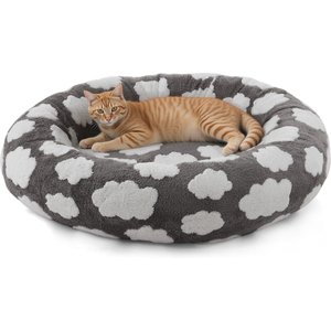 JOEJOY Jacquard Cloud Square Anti-Slip Bottom Dog & Cat Bed with Removable Cover, Grey, Small