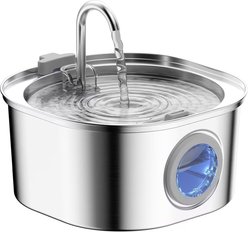 PEKTACO Stainless Steel Cat Water Fountain with Big Level Window, 3.2 liter