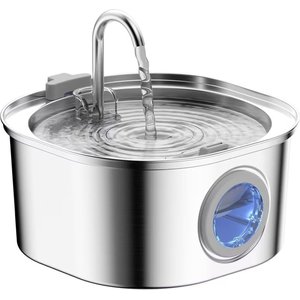 PEKTACO Stainless Steel Cat Water Fountain with Big Level Window, 3.2 liter