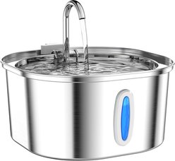 PEKTACO Stainless Steel Cat Water Fountain with Small Level Window, 3.2 liter