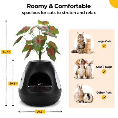 Show full view: Coziwow Cat House with Air Purifier & Artificial Plant, Black slide 2 of 9