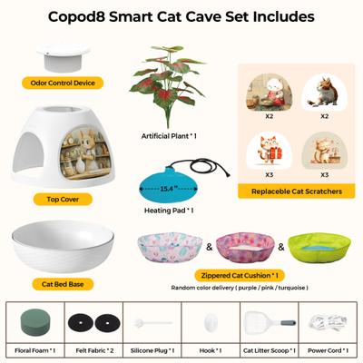 Show full view: Coziwow Cat House with Air Purifier & Artificial Plant, White slide 8 of 10