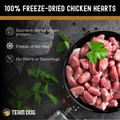 Show full view: Team Dog Whole Chicken Hearts Freeze-Dried Dog Treats, 4.5-oz bag slide 4 of 10
