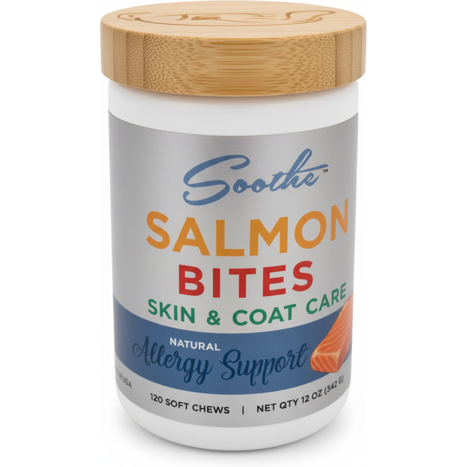 BuddyRest Soothe Salmon Bites Skin & Coat Supplement for Dogs, 120 count