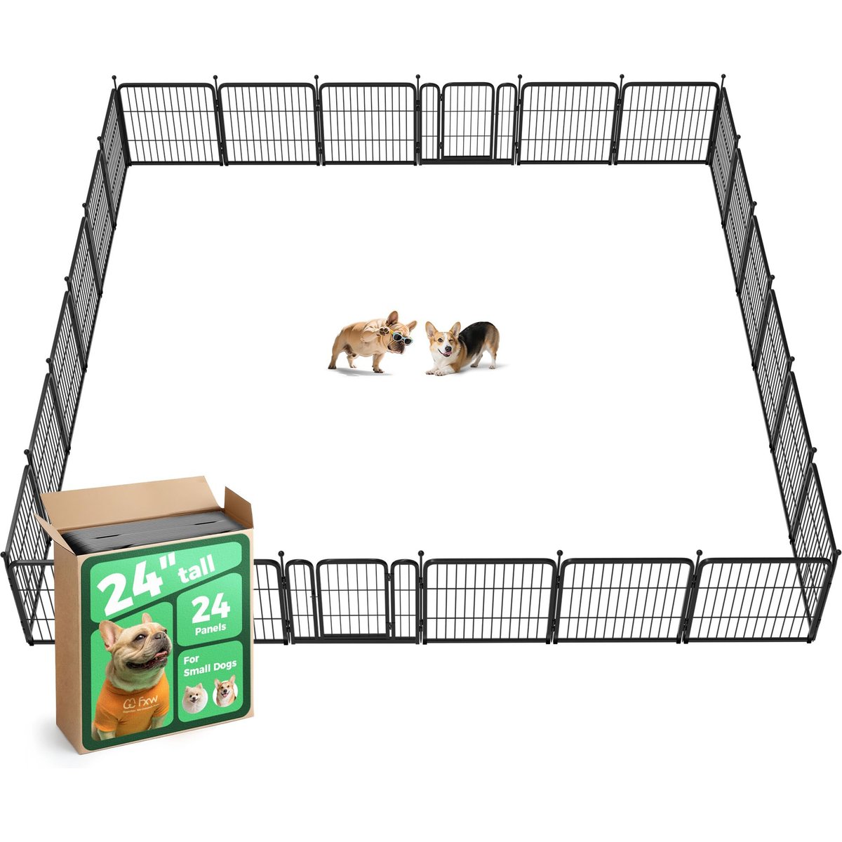 FXW Rollick Outdoor Dog Playpen, Black, 24-in, 24-panel