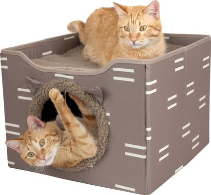 Show full view: Kitty City Folding Cube Cat House with Bed, Tan slide 7 of 10