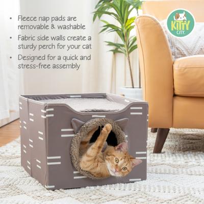 Show full view: Kitty City Folding Cube Cat House with Bed, Tan slide 8 of 10
