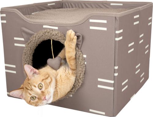 Show full view: Kitty City Folding Cube Cat House with Bed, Tan slide 6 of 10