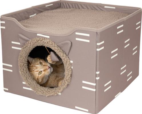 Show full view: Kitty City Folding Cube Cat House with Bed, Tan slide 3 of 10