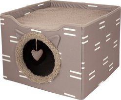 Kitty City Folding Cube Cat House with Bed, Tan