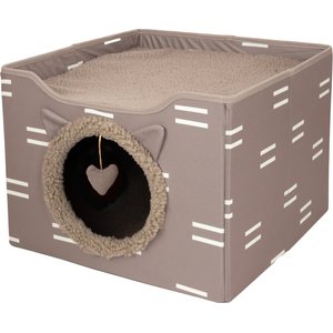 Kitty City Folding Cube Cat House with Bed, Tan